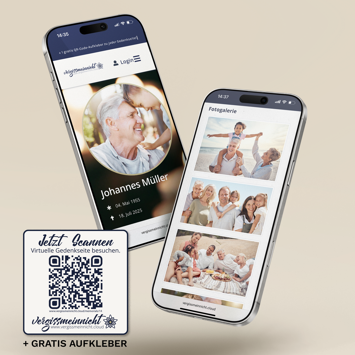 Digitale Gedenkseite inkl. QR-Code